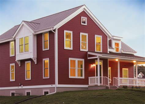 red vinyl siding farm house with black metal roof|farmhouse red exterior homes.